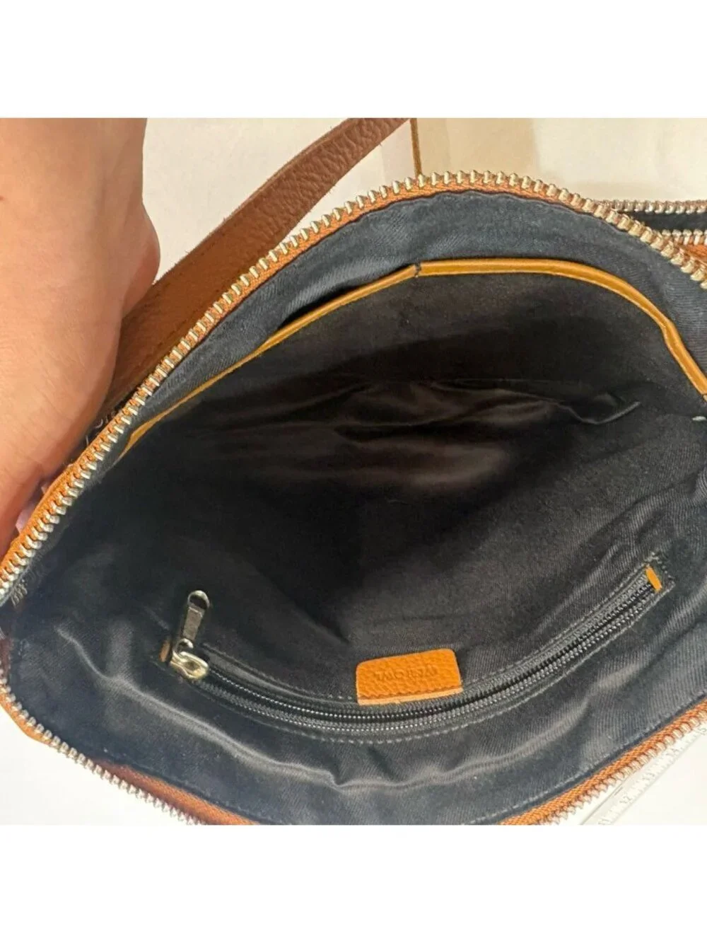 Wise Owl Brown Leather Small Soft Pebbled Crossbody Bag